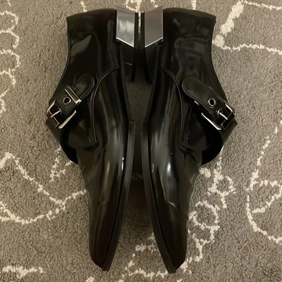 Sergio Rossi Single Buckle Black Leather Women’s Loafers Flats - Picture 6 of 11